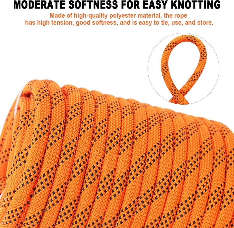 Meyoppm Braided Polyester Arborist Rigging Rope (3/8 inch x 150 feet), High Strength Arborist Rigging Rope for Outdoor Rock Climbing, Mountain Climbing, Hiking, etc - Image 4